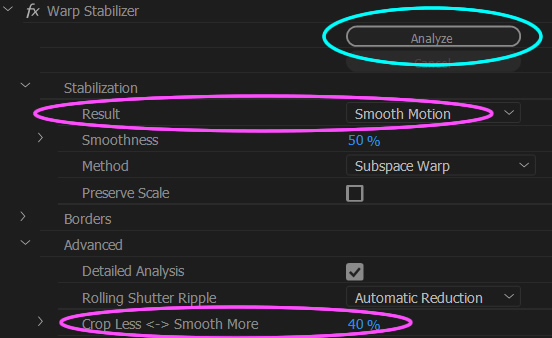 premiere pro warp stabilizer requires clip dimensions