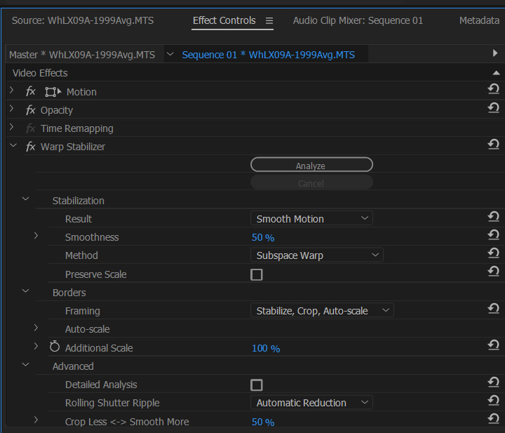 after effects warp stabilizer