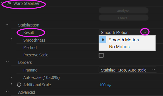 warp stabilizer analyzing slow